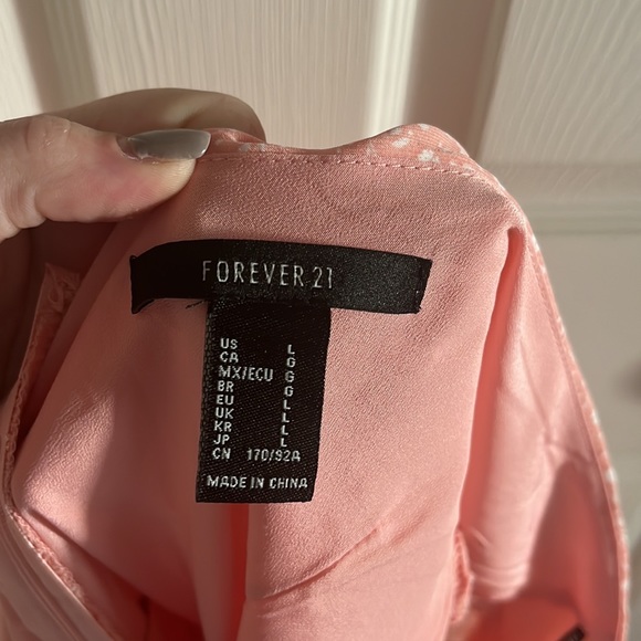 Forever 21 Pink Speckled Short Sleeve Ruffled Hemline Dress Size Large - Picture 5 of 5